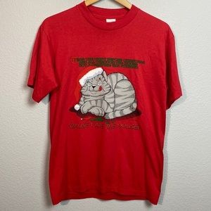 Vintage‎ 90's Cat Christmas T-shirt